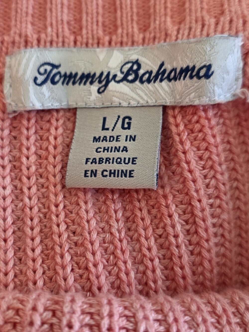 Tommy Bahama Breezy Palm Crew Neck Sweater Pure Coral Heather Size Large - Picture 8 of 10